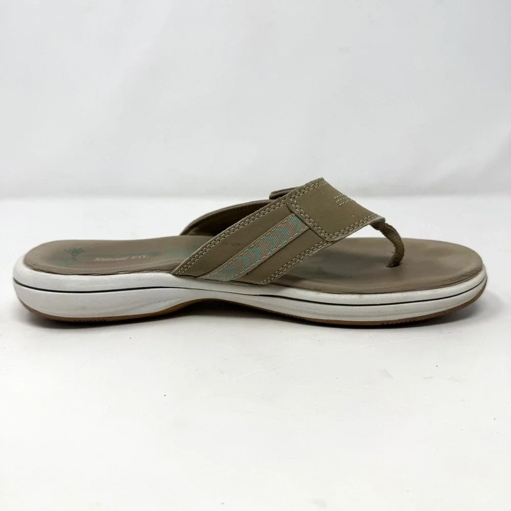 Skechers Bayshore Flip Flop Relaxed Fit Memory Foam Taupe Thong Sandals Women 10